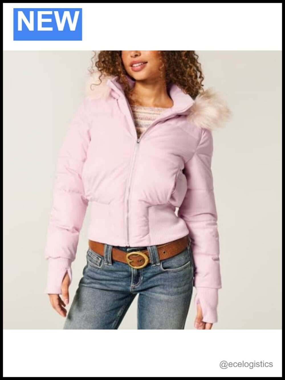 Cropped Puffer Bomber Jacket with Faux Fur Hood